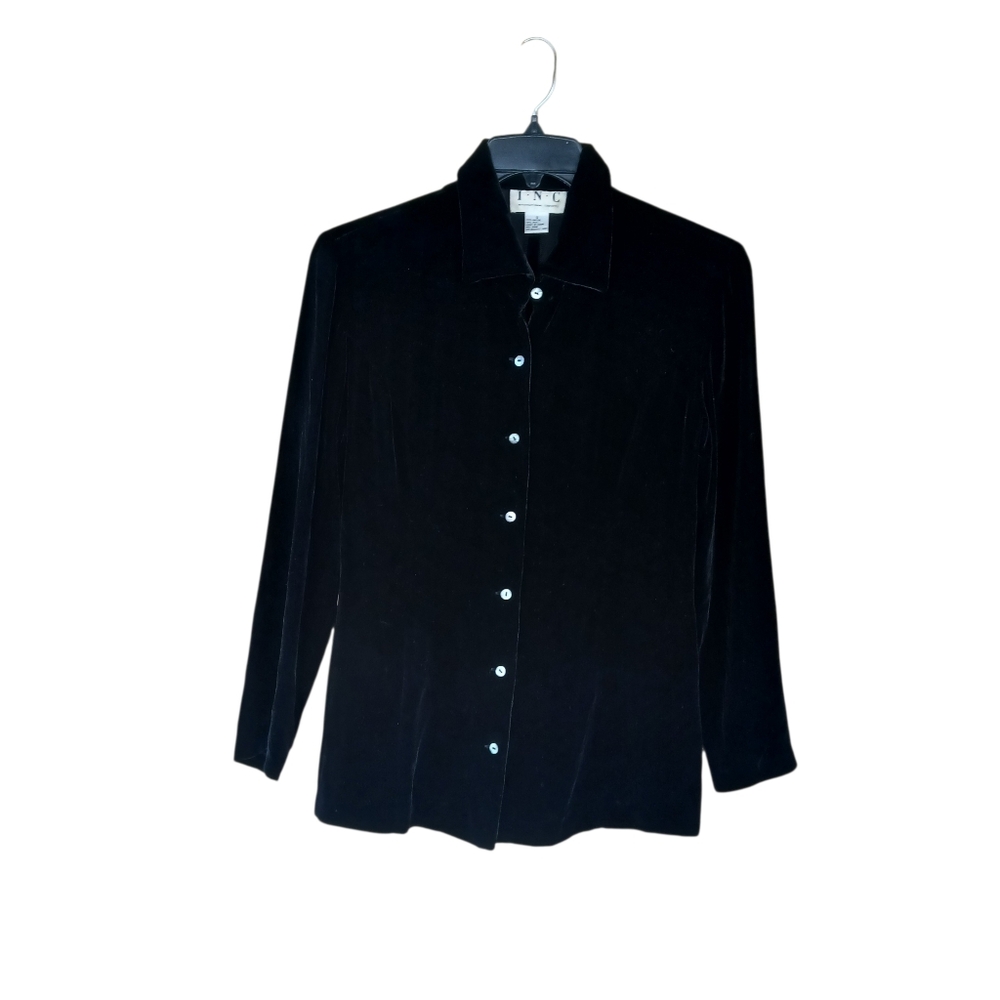 I.N.C. International Concepts Long Sleeved Rayon Silk Velour Shirt Small